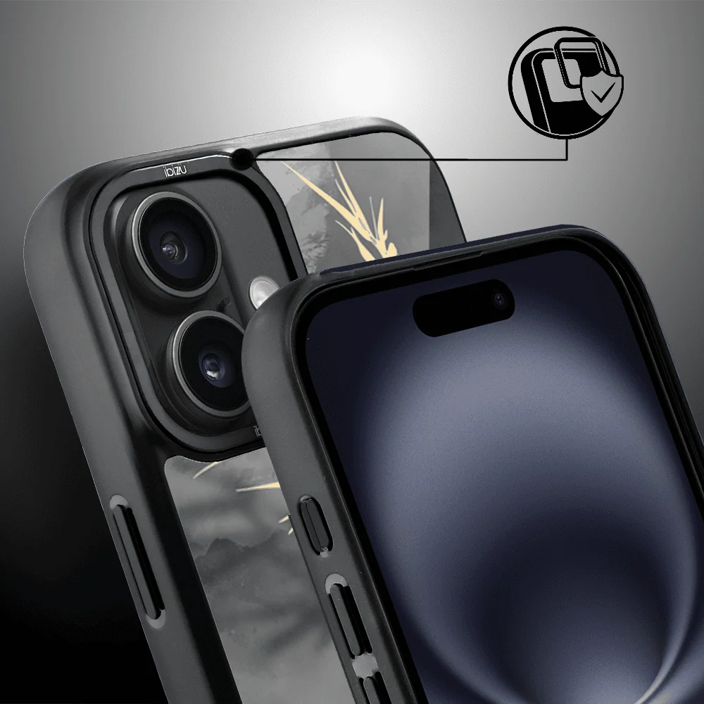 Etui do iPhone 16 IBIZU DropGuard Matt z MagSafe, Azja, Złoty bambus (2)
