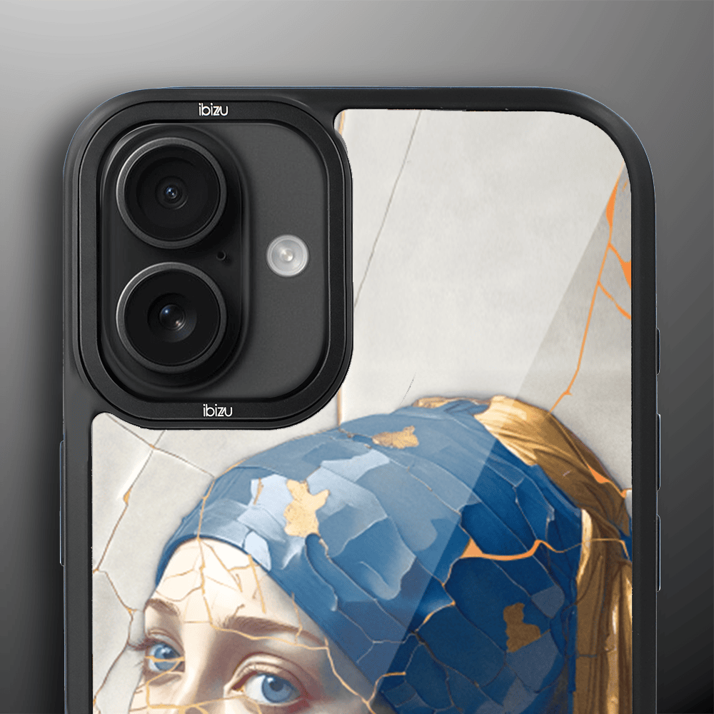 Etui do iPhone 16 IBIZU DropGuard Matt z MagSafe, Kintsugi Art, kobieta z perłą (1)