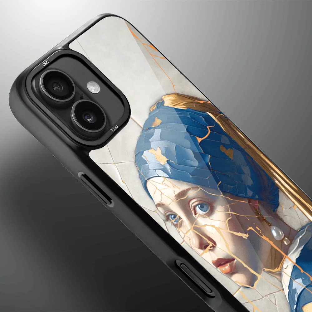 Etui do iPhone 16 IBIZU DropGuard Matt z MagSafe, Kintsugi Art, kobieta z perłą (4)
