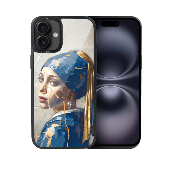Etui do iPhone 16 IBIZU DropGuard Matt z MagSafe, Kintsugi Art, kobieta z perłą (6)