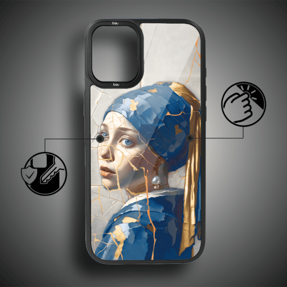 Etui do iPhone 16 IBIZU DropGuard Matt z MagSafe, Kintsugi Art, kobieta z perłą (7)