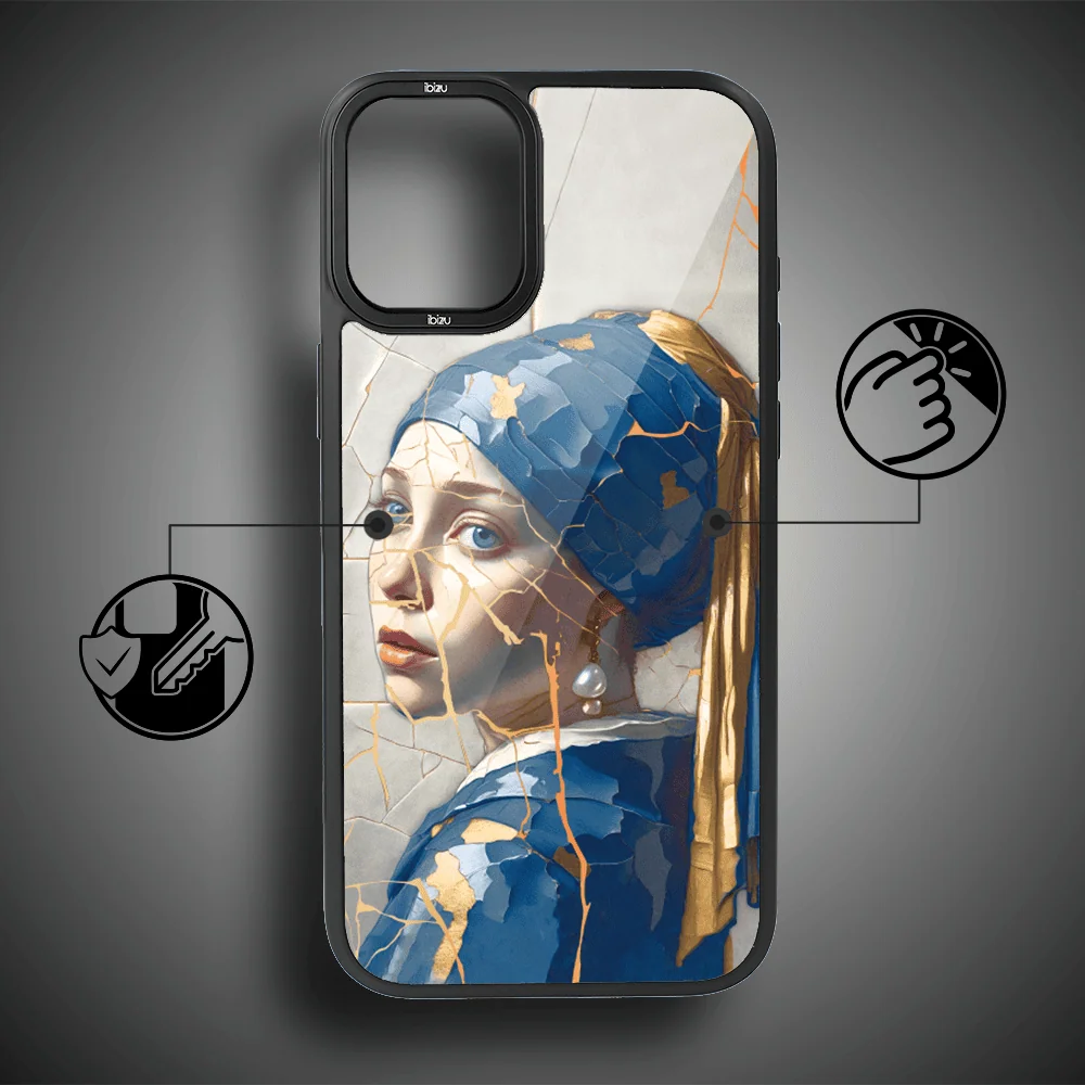 Etui do iPhone 16 IBIZU DropGuard Matt z MagSafe, Kintsugi Art, kobieta z perłą (7)