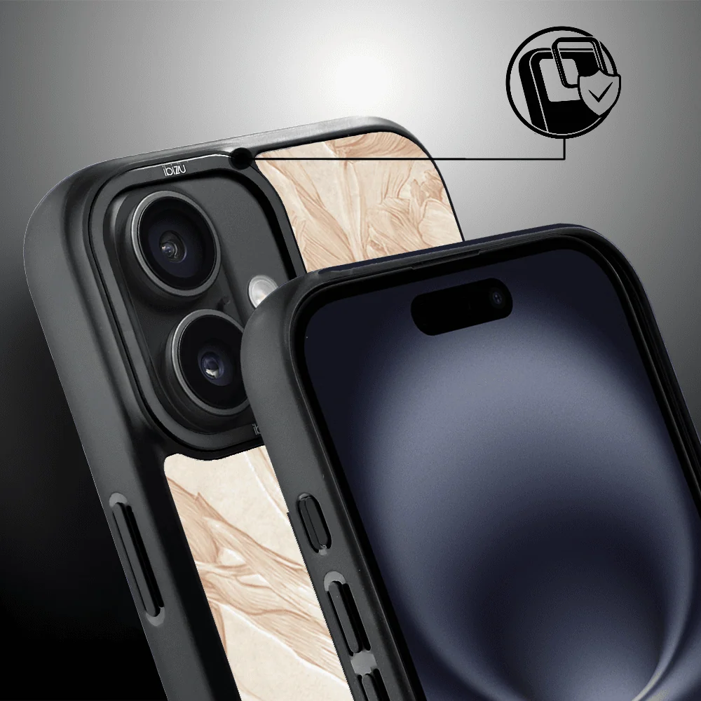 Etui do iPhone 16 IBIZU DropGuard Matt z MagSafe, Relief Garden, Botaniczny biskwit (5)