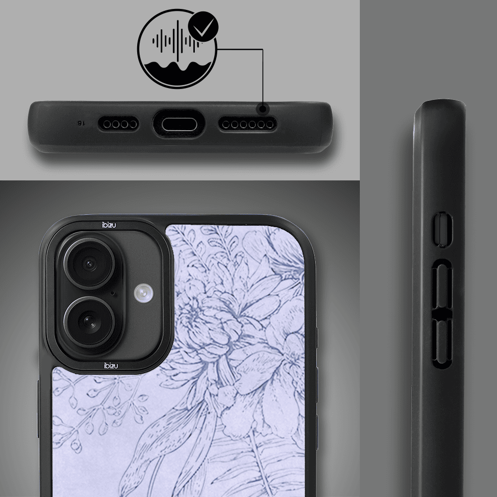 Etui do iPhone 16 IBIZU DropGuard Matt z MagSafe, Relief Garden, Kwiatowa płaskorzeźba (3)
