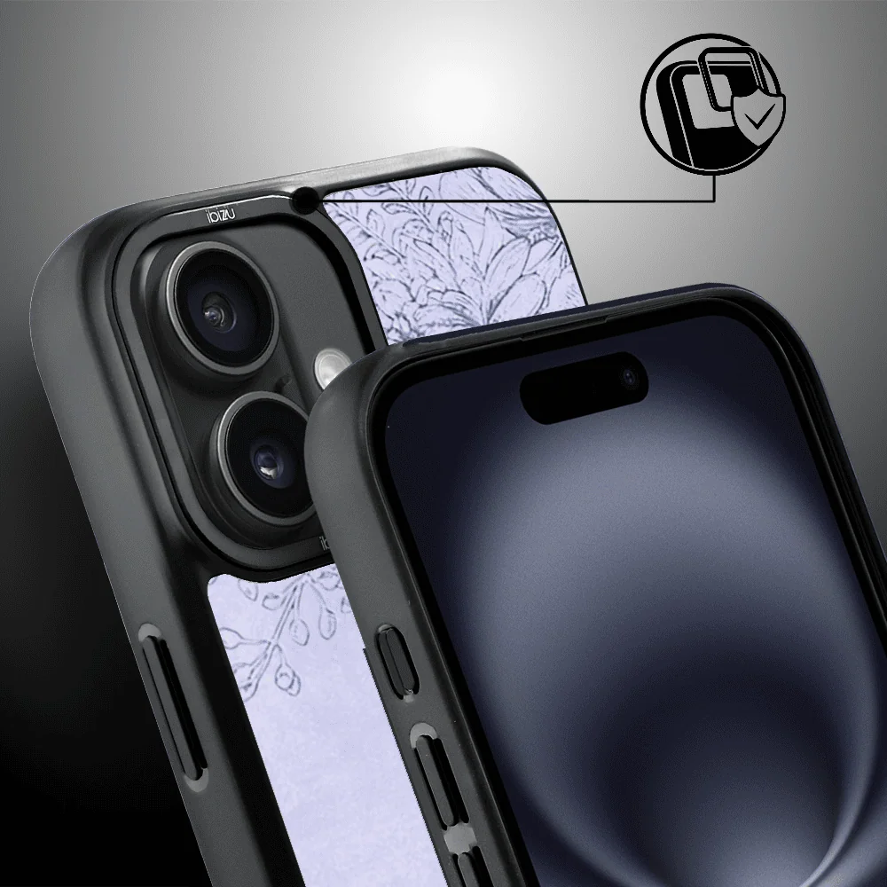 Etui do iPhone 16 IBIZU DropGuard Matt z MagSafe, Relief Garden, Kwiatowa płaskorzeźba (4)