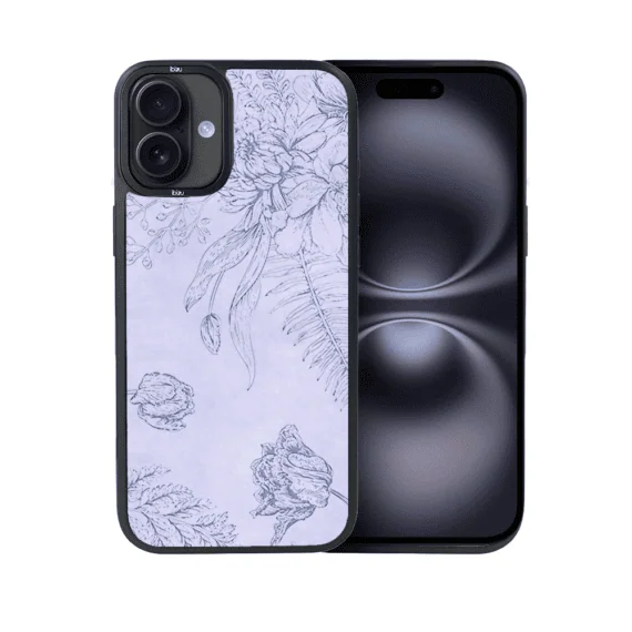 Etui do iPhone 16 IBIZU DropGuard Matt z MagSafe, Relief Garden, Kwiatowa płaskorzeźba (7)