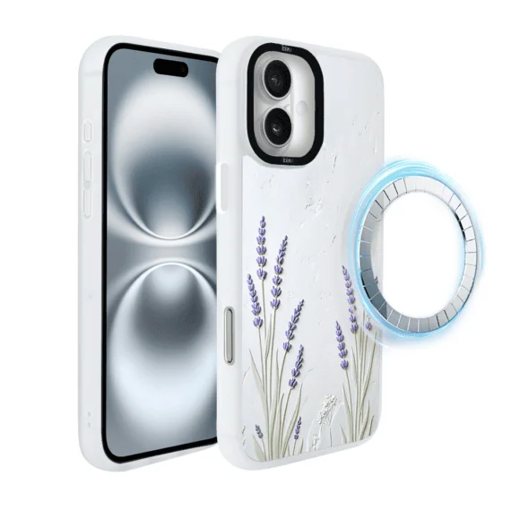 Etui-do-iPhone-16-IBIZU-DropGuard-Matt-z-MagSafe-Relief-Garden-Prowansalska-lawend-2