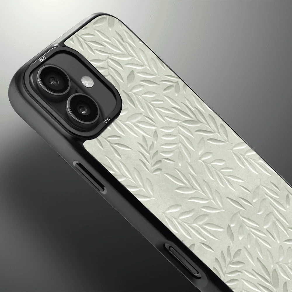 Etui do iPhone 16 IBIZU DropGuard Matt z MagSafe, Relief Garden, Ślad oliwki (4)