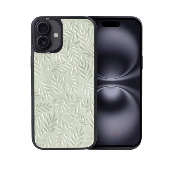 Etui do iPhone 16 IBIZU DropGuard Matt z MagSafe, Relief Garden, Ślad oliwki (6)