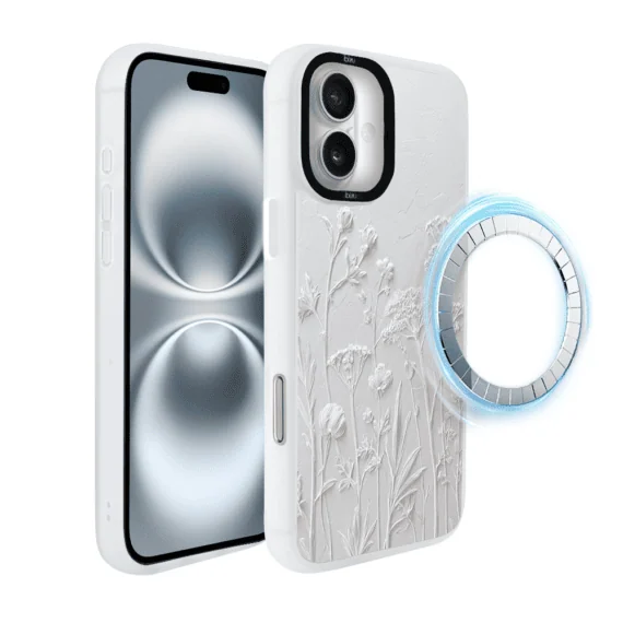 Etui-do-iPhone-16-IBIZU-DropGuard-Matt-z-MagSafe-Relief-Garden-Suszone-kwiaty-poln2