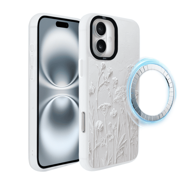 Etui do iPhone 16 Plus IBIZU DropGuard Matt z MagSafe, Relief Garden, Suszone kwiaty polne