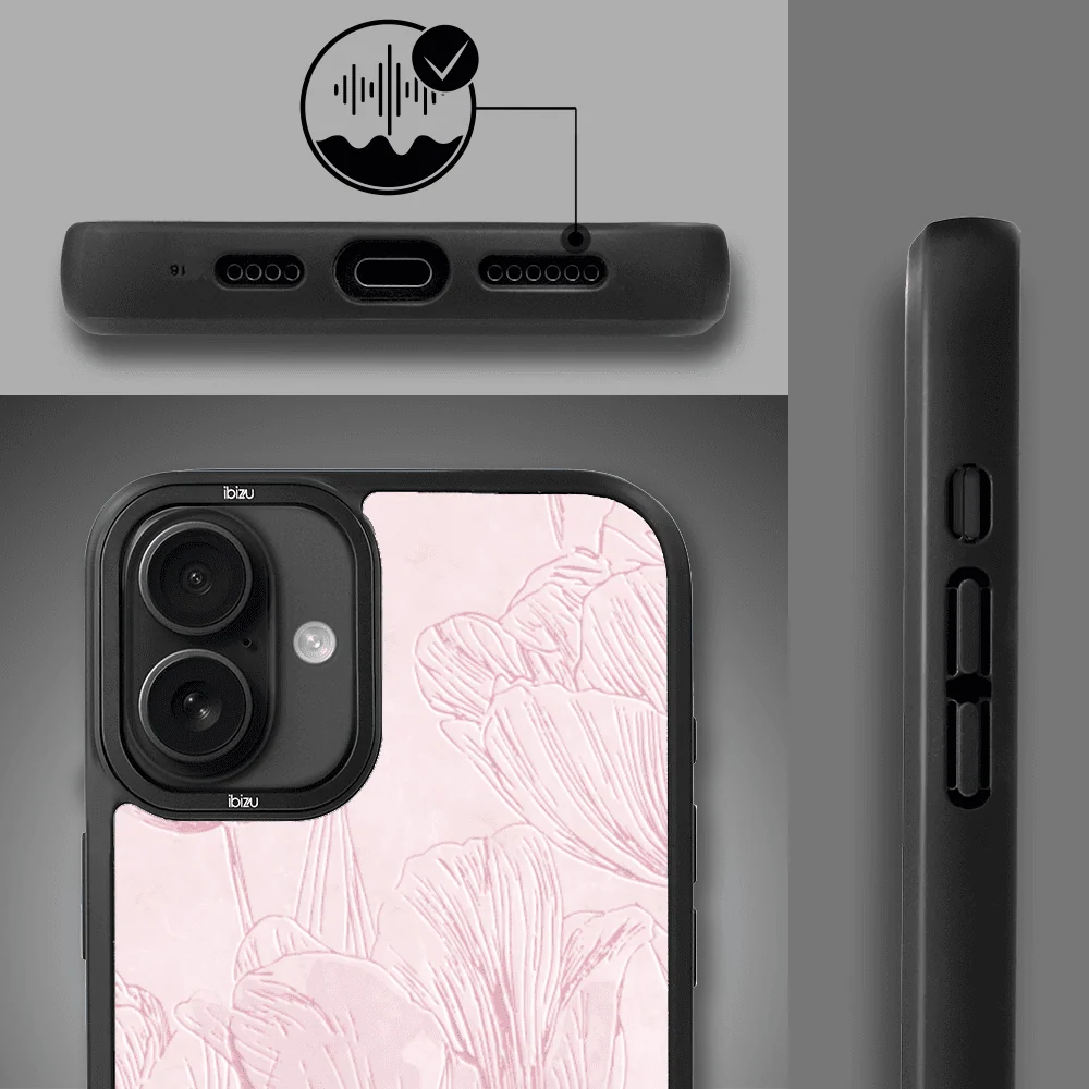 Etui do iPhone 16 IBIZU DropGuard Matt z MagSafe, Relief Garden, Tulipanowy fresk3
