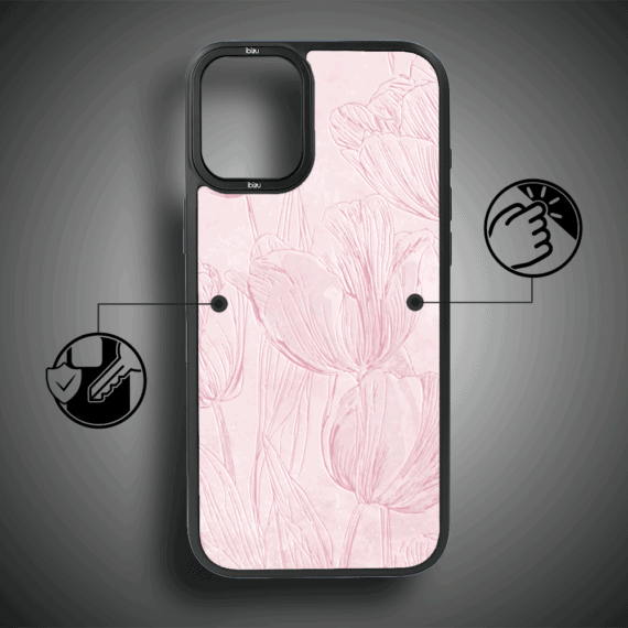 Etui do iPhone 16 IBIZU DropGuard Matt z MagSafe, Relief Garden, Tulipanowy fresk8