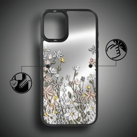 Etui do iPhone 16 IBIZU DropGuard Matt z MagSafe, Relief Garden, Wiosenna łąka (8)