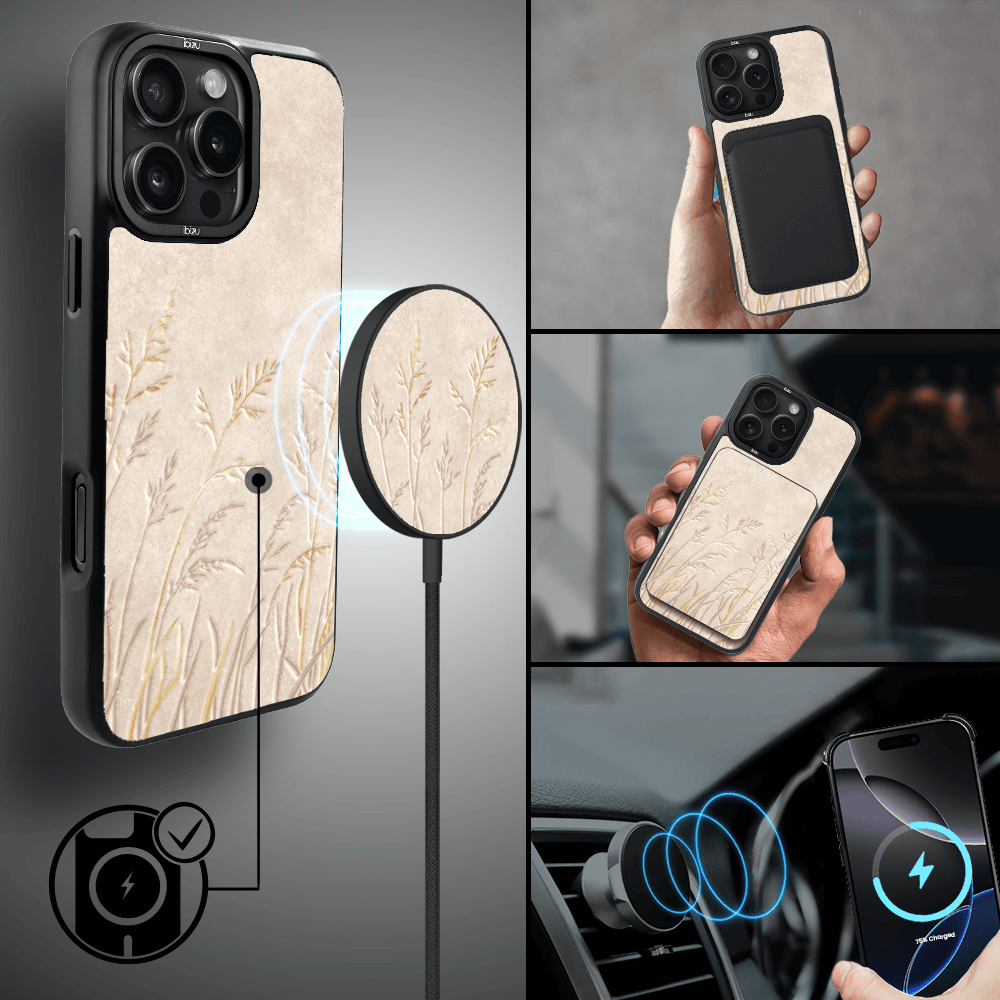 Etui do iPhone 16 Pro IBIZU DropGuard Matt z MagSafe, Boho, Kłosy z piaskowca (5)