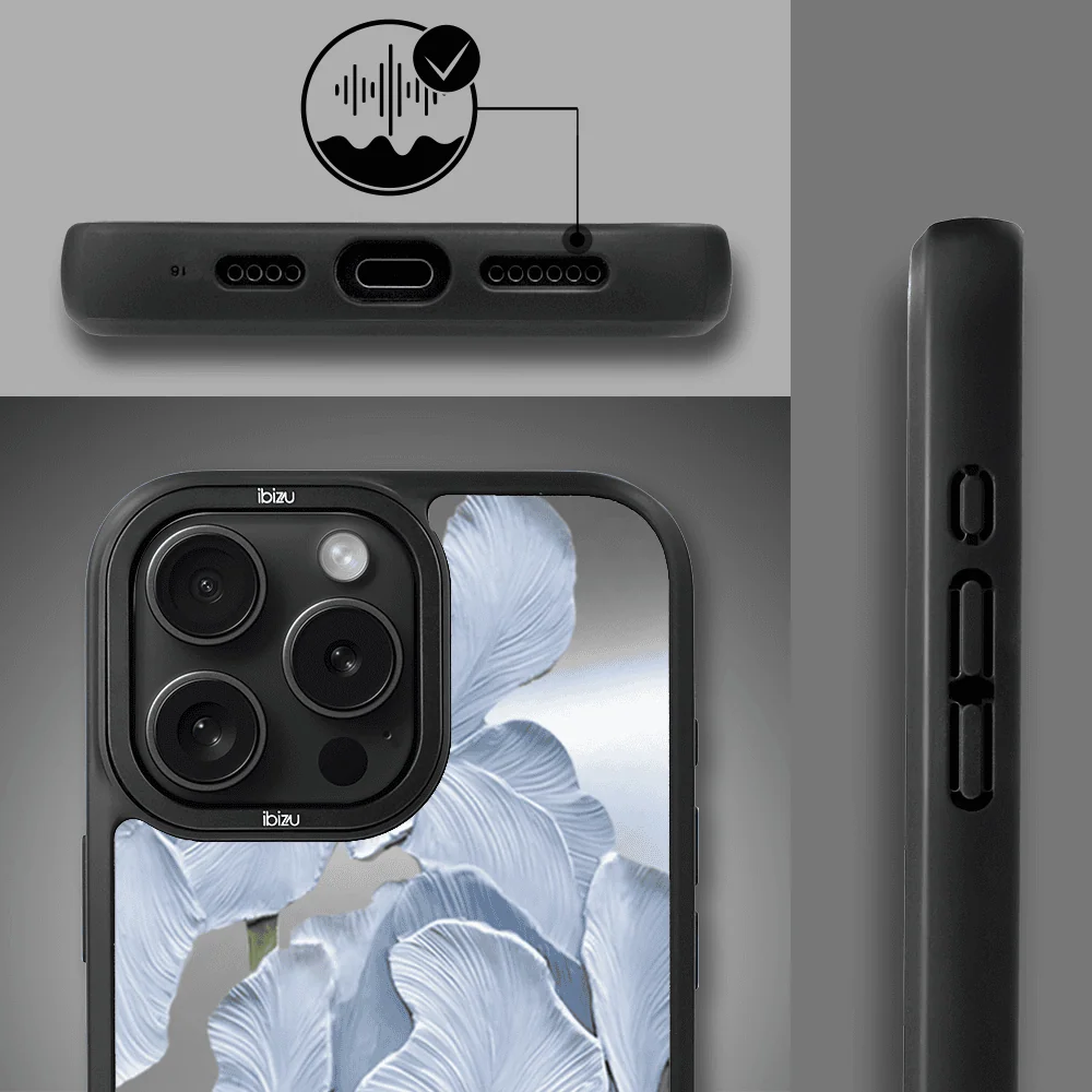 Etui do iPhone 16 Pro IBIZU DropGuard Matt z MagSafe, Relief Garden, Błękitny Irys (2)