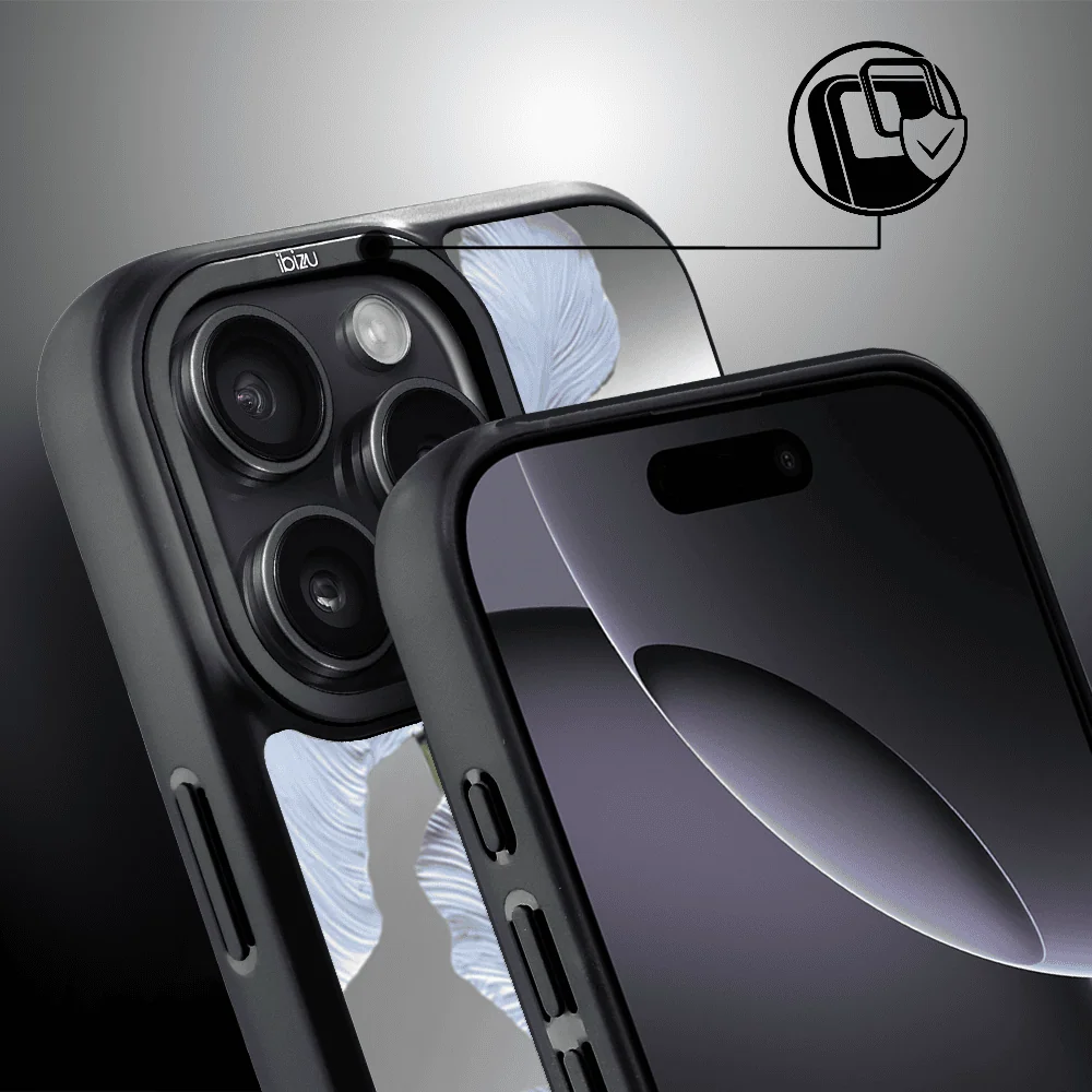 Etui do iPhone 16 Pro IBIZU DropGuard Matt z MagSafe, Relief Garden, Błękitny Irys (3)