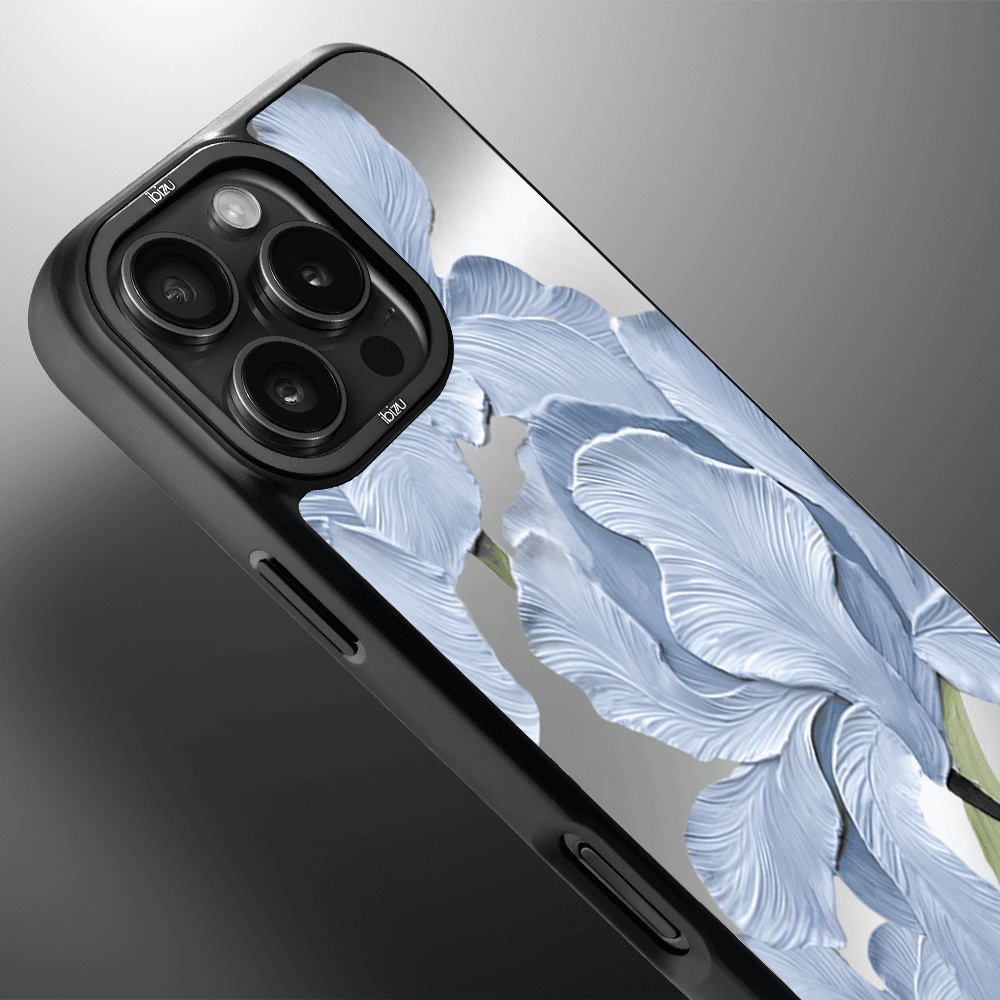 Etui do iPhone 16 Pro IBIZU DropGuard Matt z MagSafe, Relief Garden, Błękitny Irys (4)