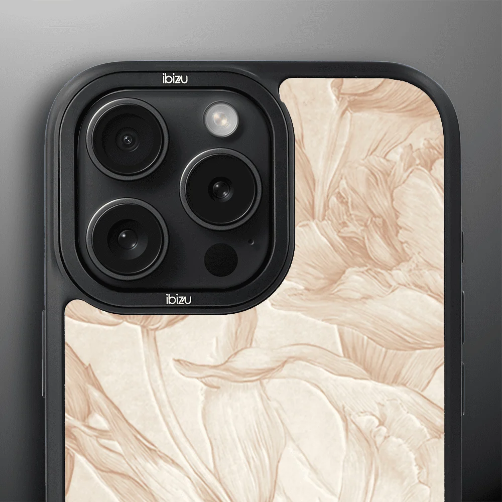 Etui do iPhone 16 Pro IBIZU DropGuard Matt z MagSafe, Relief Garden, Botaniczny biskwit (3)