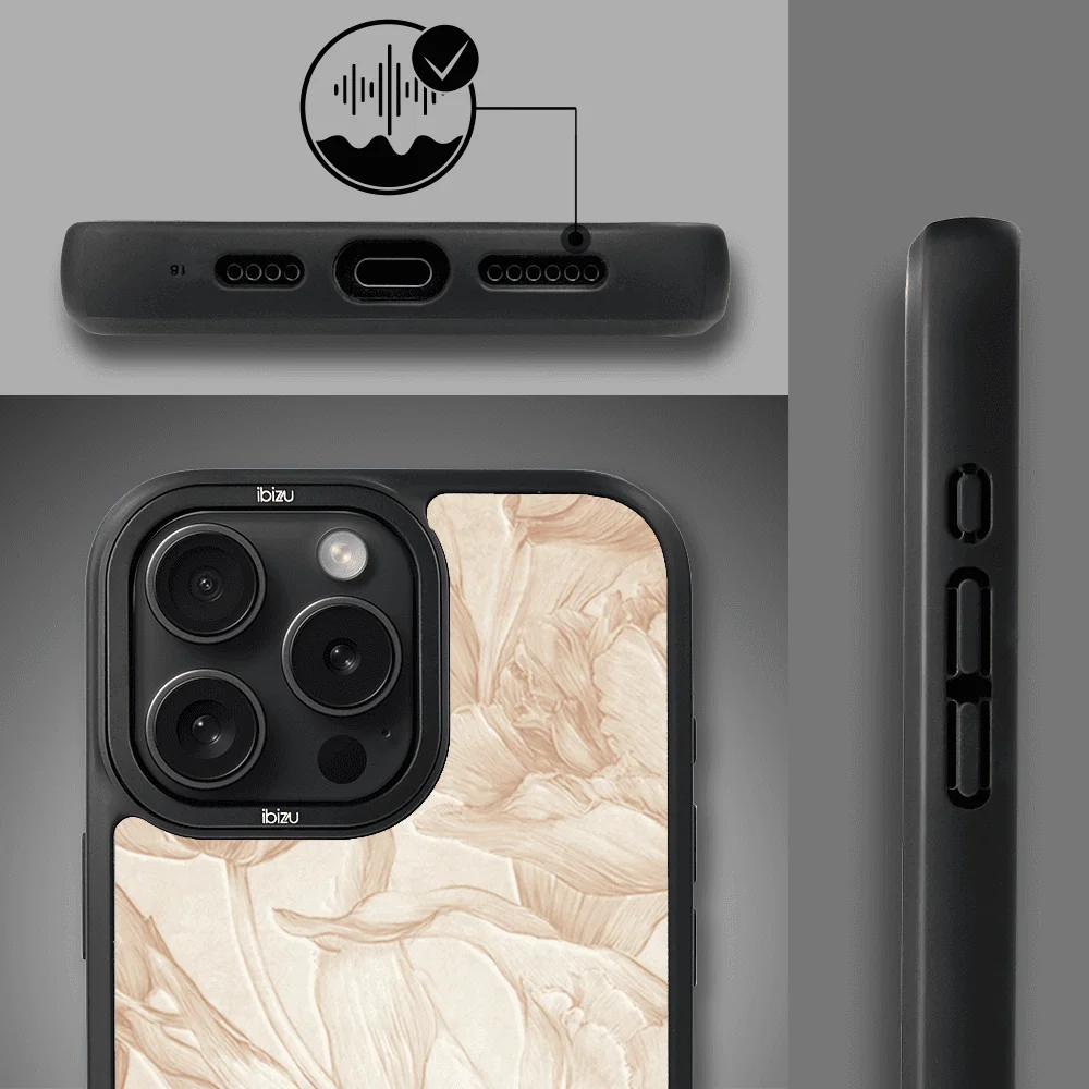 Etui do iPhone 16 Pro IBIZU DropGuard Matt z MagSafe, Relief Garden, Botaniczny biskwit (4)