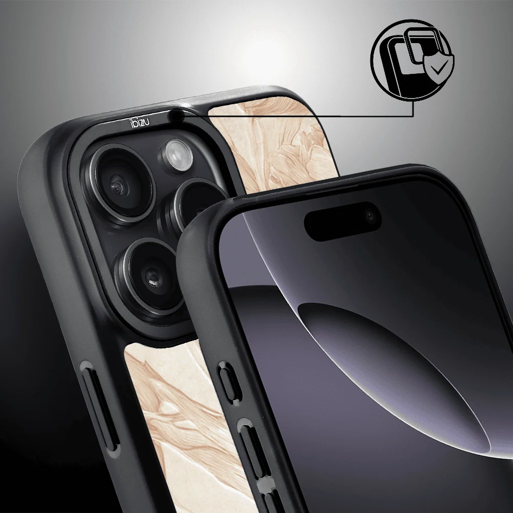 Etui do iPhone 16 Pro IBIZU DropGuard Matt z MagSafe, Relief Garden, Botaniczny biskwit (5)