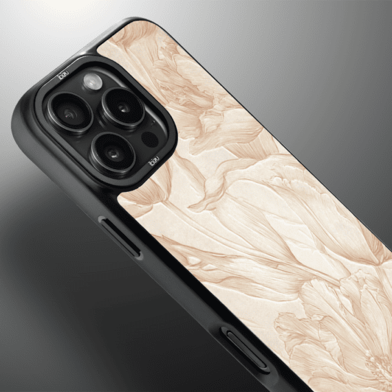 Etui do iPhone 16 Pro IBIZU DropGuard Matt z MagSafe, Relief Garden, Botaniczny biskwit (6)