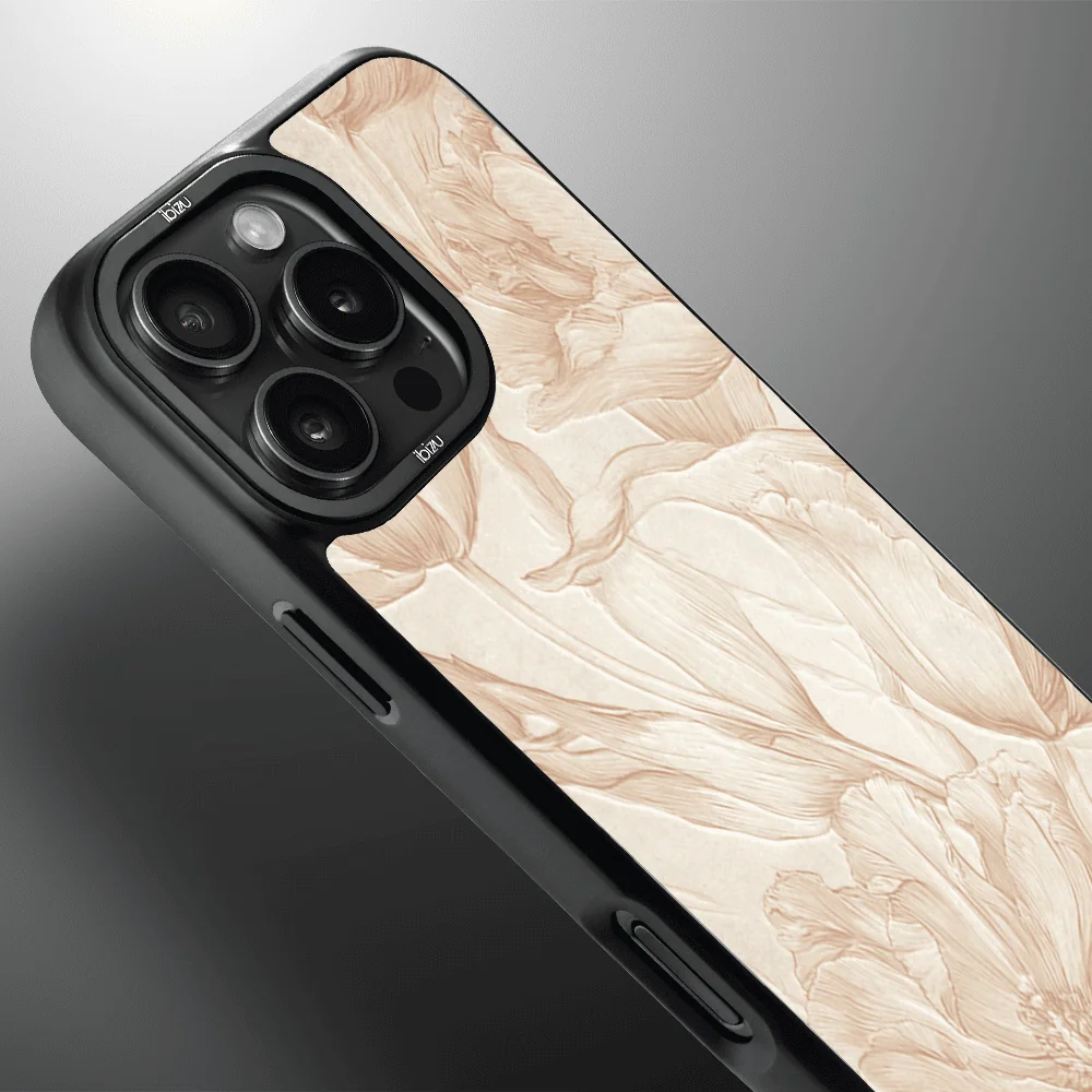 Etui do iPhone 16 Pro IBIZU DropGuard Matt z MagSafe, Relief Garden, Botaniczny biskwit (6)