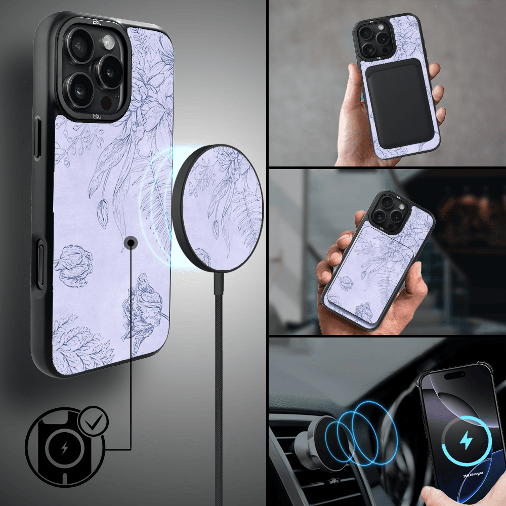 Etui do iPhone 16 Pro IBIZU DropGuard Matt z MagSafe, Relief Garden, Kwiatowa płaskorzeźba (6)