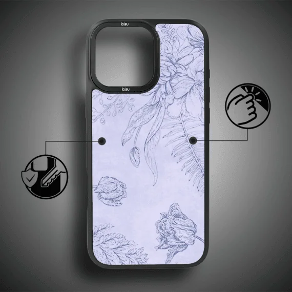 Etui do iPhone 16 Pro IBIZU DropGuard Matt z MagSafe, Relief Garden, Kwiatowa płaskorzeźba (8)