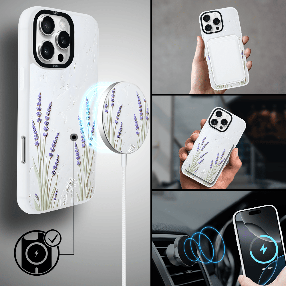 Etui-do-iPhone-16-Pro-IBIZU-DropGuard-Matt-z-MagSafe-Relief-Garden-Prowansalska-lawend-8