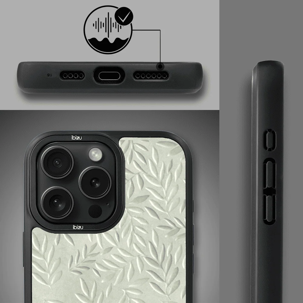 Etui do iPhone 16 Pro IBIZU DropGuard Matt z MagSafe, Relief Garden, Ślad oliwki (2)