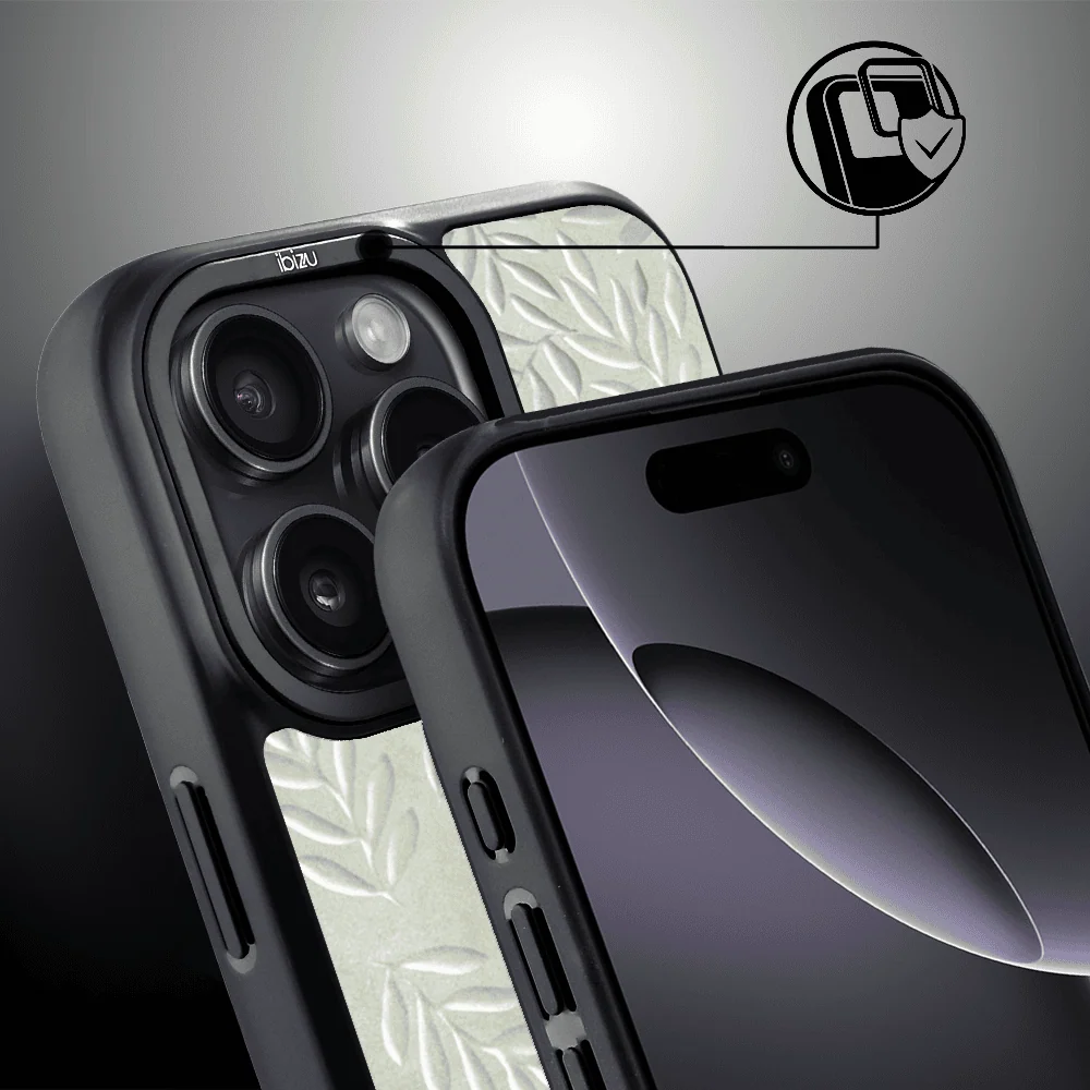 Etui do iPhone 16 Pro IBIZU DropGuard Matt z MagSafe, Relief Garden, Ślad oliwki (3)