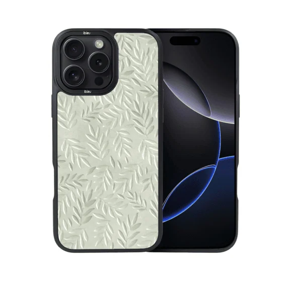 Etui do iPhone 16 Pro IBIZU DropGuard Matt z MagSafe, Relief Garden, Ślad oliwki (6)