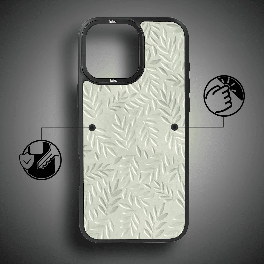 Etui do iPhone 16 Pro IBIZU DropGuard Matt z MagSafe, Relief Garden, Ślad oliwki (7)
