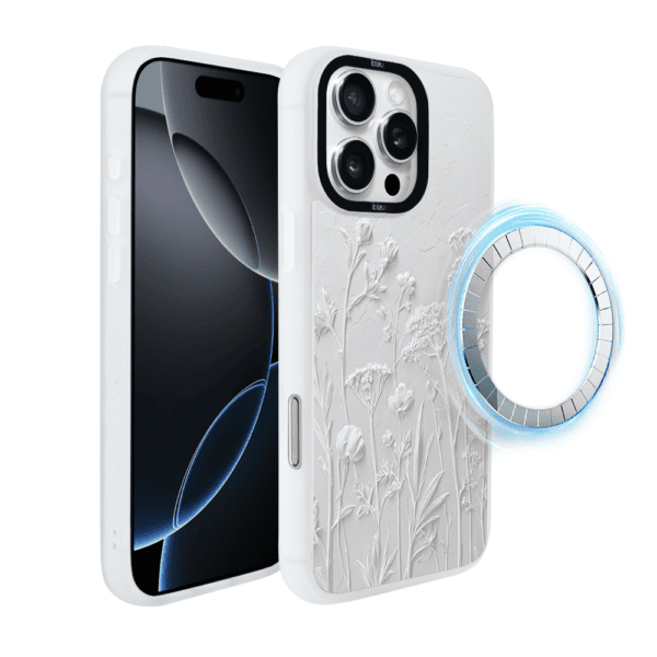 Etui do iPhone 16 Pro Max IBIZU DropGuard Matt z MagSafe, Relief Garden, Suszone kwiaty polne