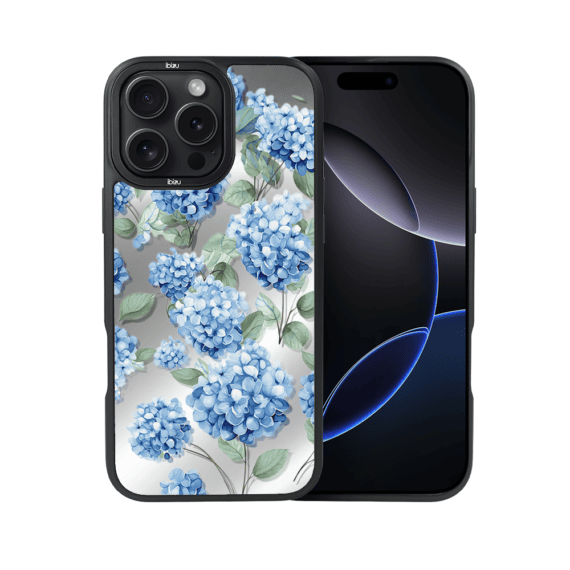 Etui do iPhone 16 Pro IBIZU DropGuard Matt z MagSafe, Relief Garden, Szafirowa Hortensja (7)