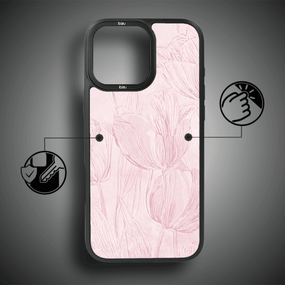Etui do iPhone 16 Pro IBIZU DropGuard Matt z MagSafe, Relief Garden, Tulipanowy fresk8