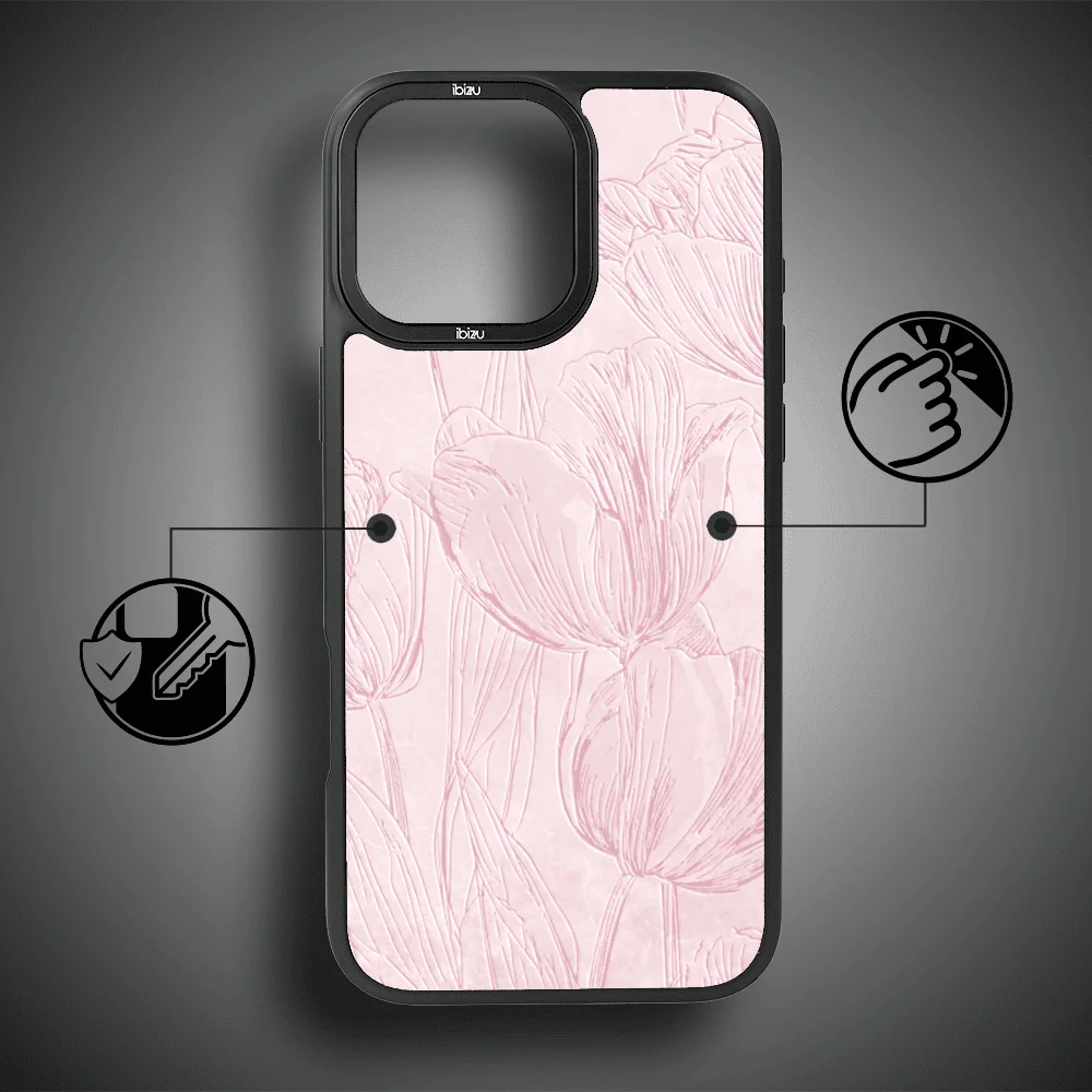 Etui do iPhone 16 Pro IBIZU DropGuard Matt z MagSafe, Relief Garden, Tulipanowy fresk8