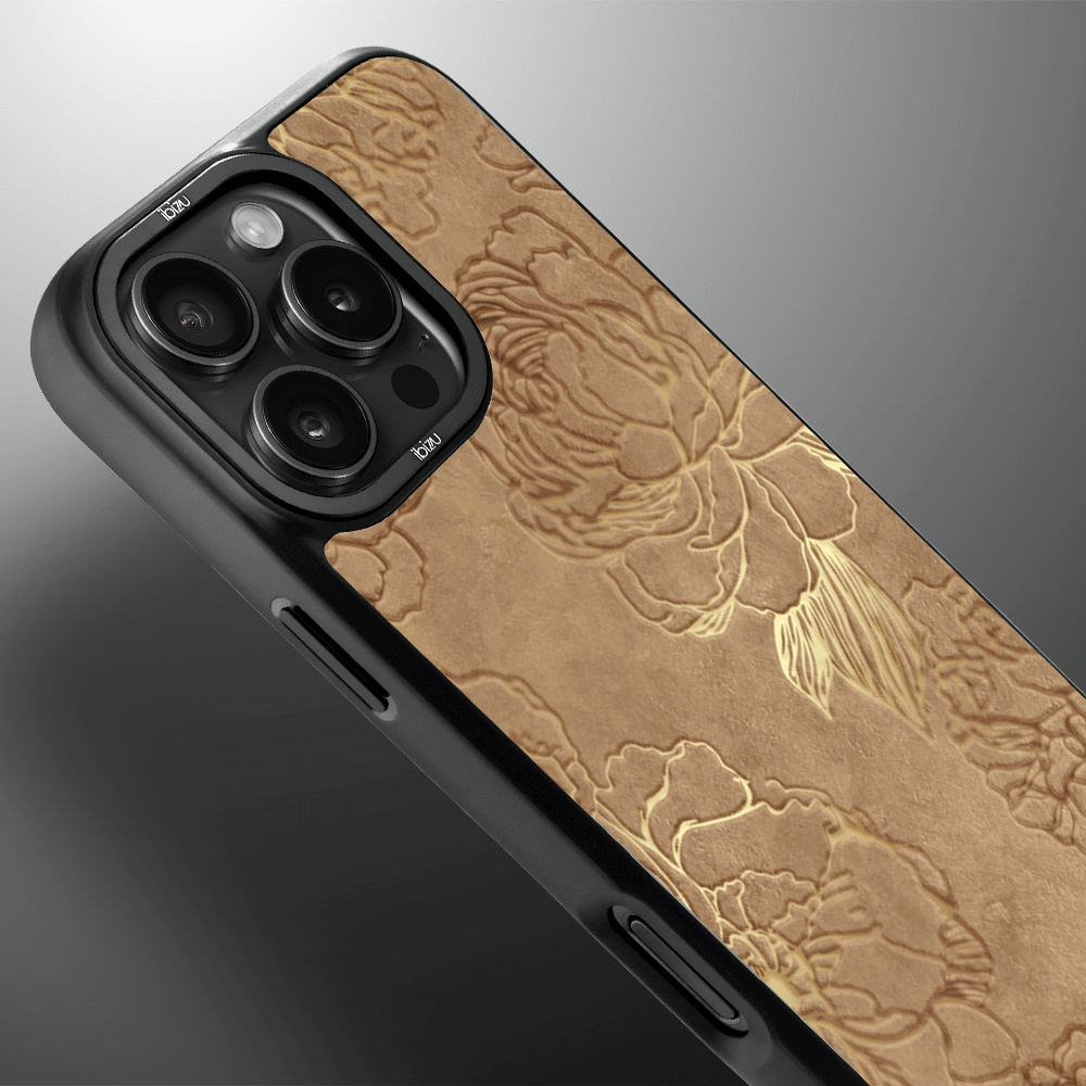 Etui do iPhone 16 Pro IBIZU DropGuard Matt z MagSafe, Relief Garden, Złote piwonie (5)