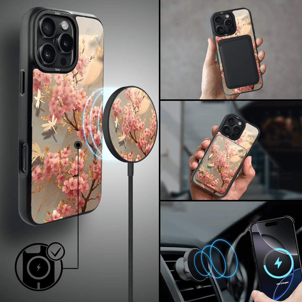 Etui do iPhone 16 Pro Max IBIZU DropGuard Matt z MagSafe, Azja, Taniec sakury (1)