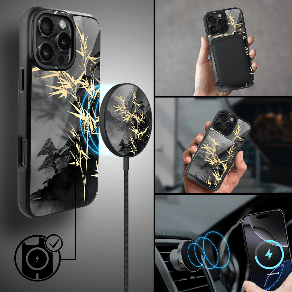 Etui do iPhone 16 Pro Max IBIZU DropGuard Matt z MagSafe, Azja, Złoty bambus (1)