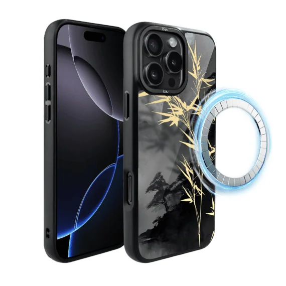 Etui do iPhone 16 Pro Max IBIZU DropGuard Matt z MagSafe, Azja, Złoty bambus (6)