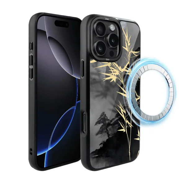 Etui do iPhone 16 Pro Max IBIZU DropGuard Matt z MagSafe, Azja, Złoty bambus (6)