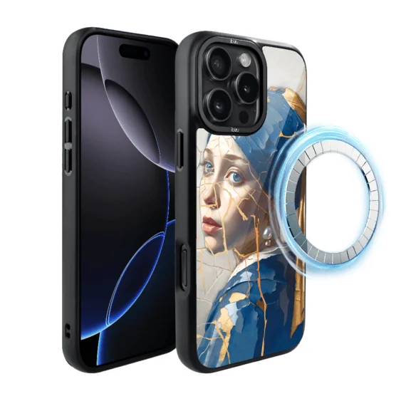 Etui do iPhone 16 Pro Max IBIZU DropGuard Matt z MagSafe, Kintsugi Art, kobieta z perłą (5)