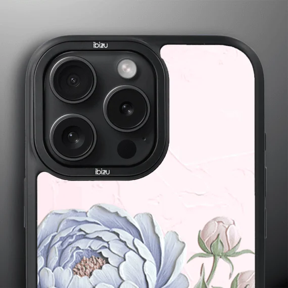 Etui do iPhone 16 Pro Max IBIZU DropGuard Matt z MagSafe, Relief Garden, Piwoniowy róż (6)