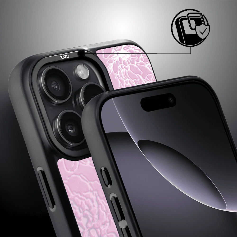 Etui do iPhone 16 Pro Max IBIZU DropGuard Matt z MagSafe, Relief Garden, Różowe piwonie (8)