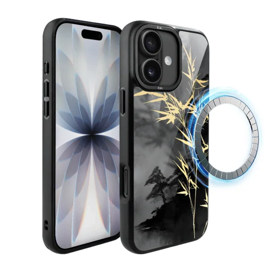 Etui do iPhone 17 IBIZU DropGuard Matt z MagSafe, Azja, Złoty bambus (3)