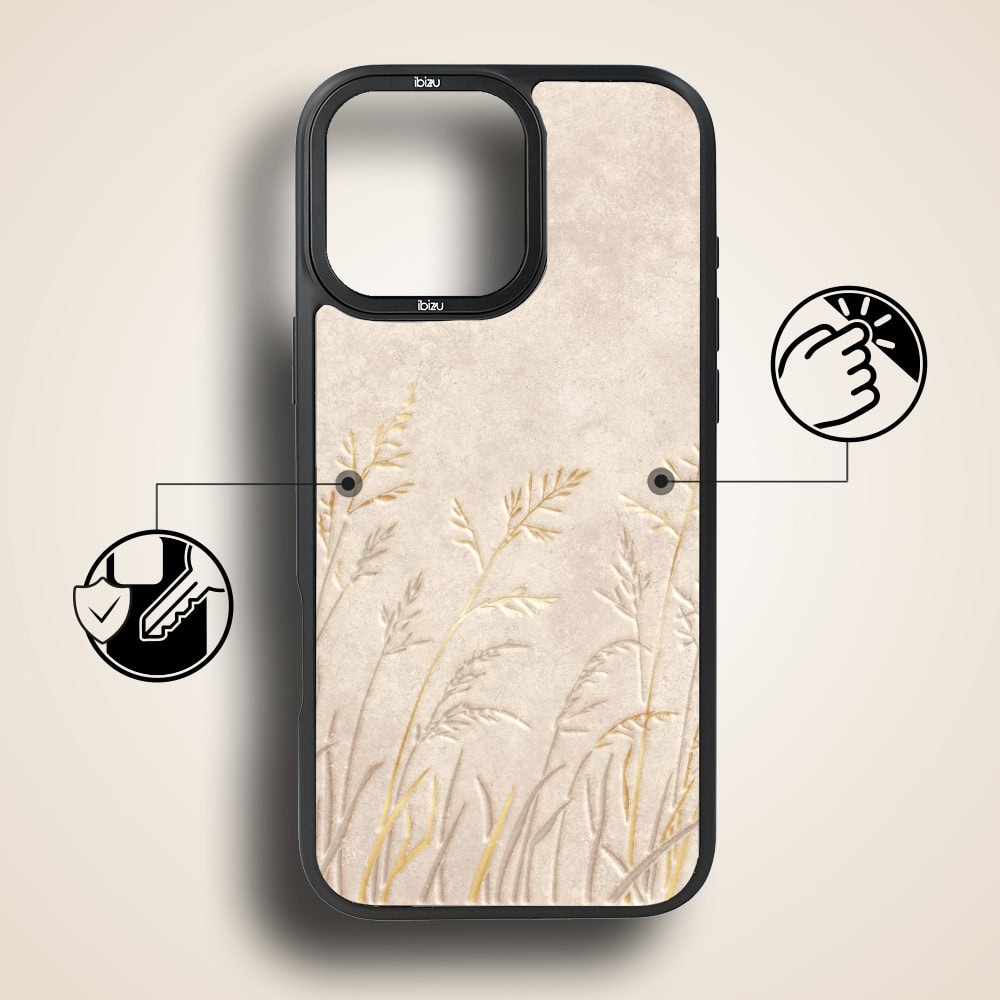 Etui do iPhone 17 IBIZU DropGuard Matt z MagSafe, Boho, Kłosy z piaskowca (1)