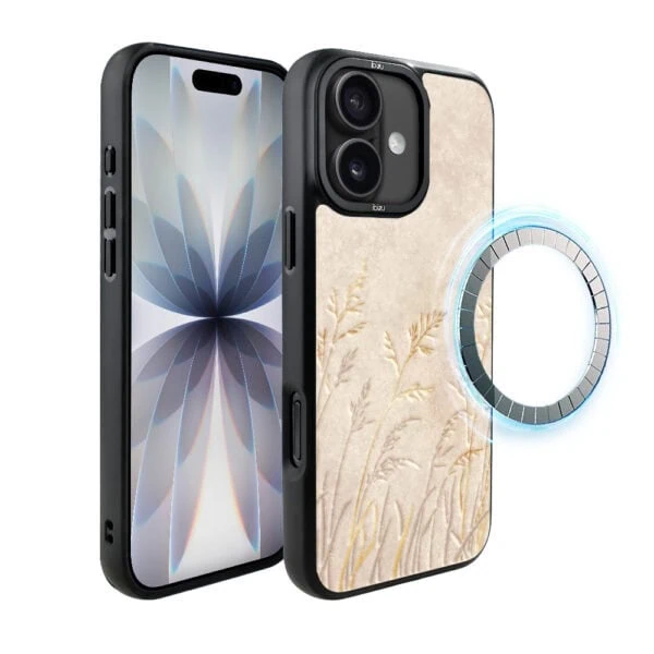 Etui do iPhone 17 IBIZU DropGuard Matt z MagSafe, Boho, Kłosy z piaskowca (8)