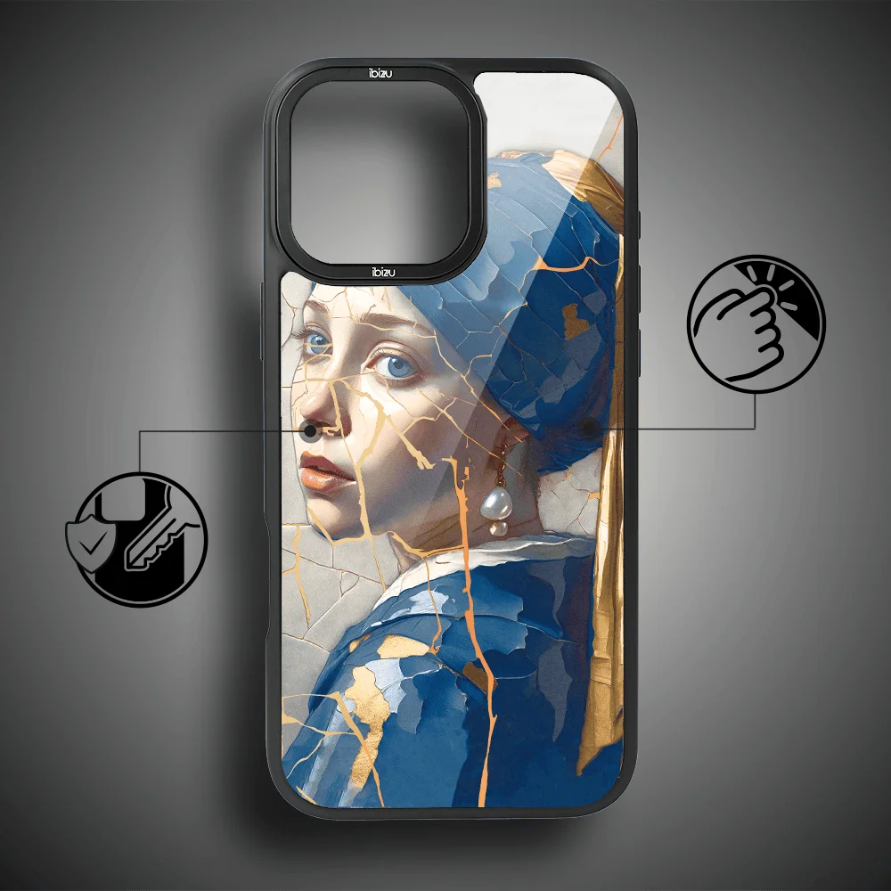 Etui do iPhone 17 IBIZU DropGuard Matt z MagSafe, Kintsugi Art, kobieta z perłą (2)